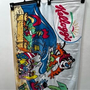 Vintage Kellogg Beach Towel Advertising Cereal Breakfast 27 x 55 inch 1999